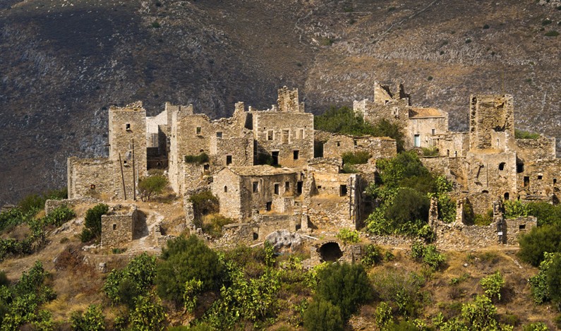 Historic stone tower house in Mani